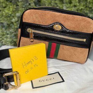 🤎 Gucci Ophidia Suede Belt Bag – Beige/Brown Leather 🤎